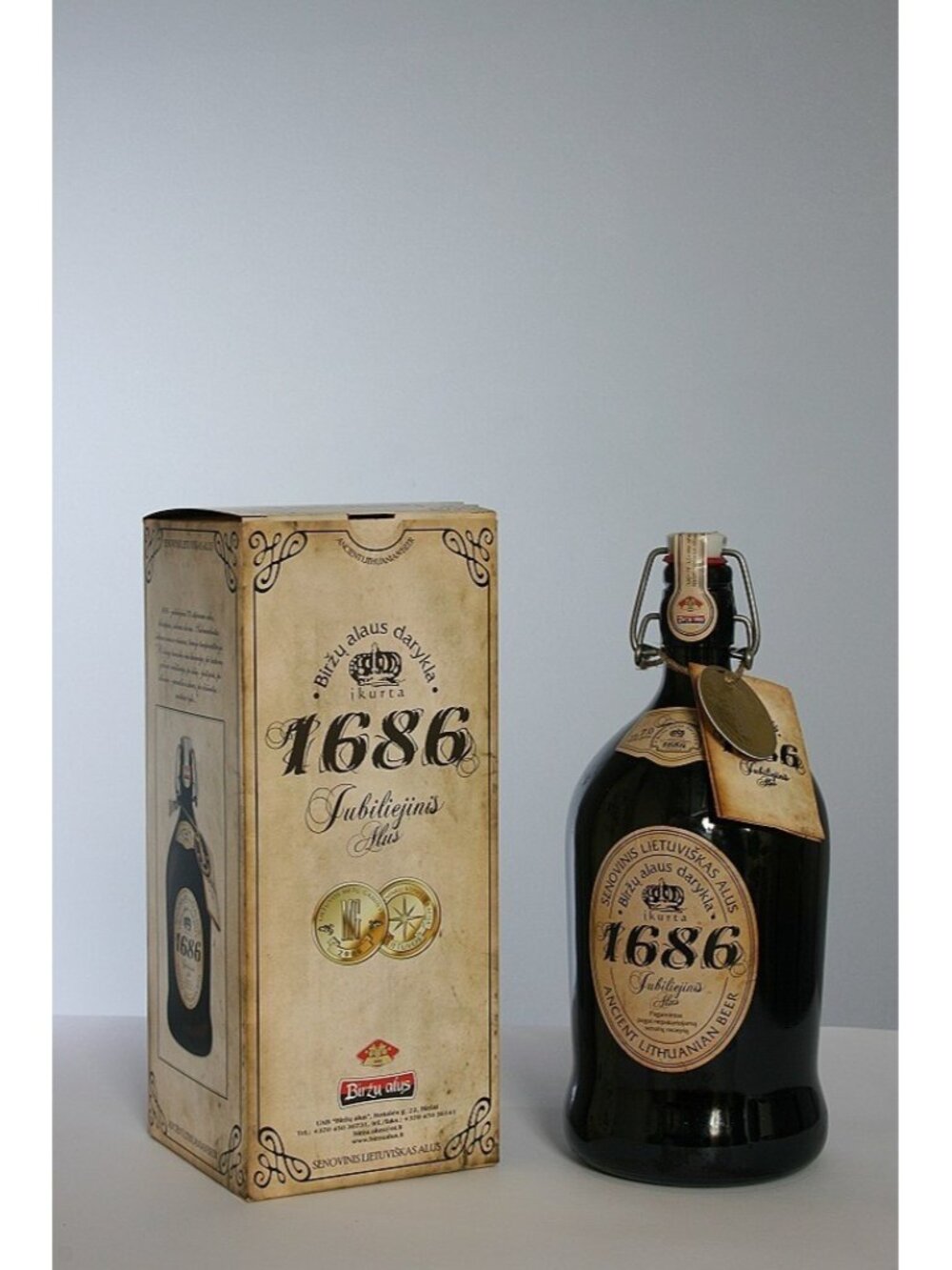 1686 Jubiliejinis Biržų Alus 1L Beer Bottle Empty Glass Flip Top